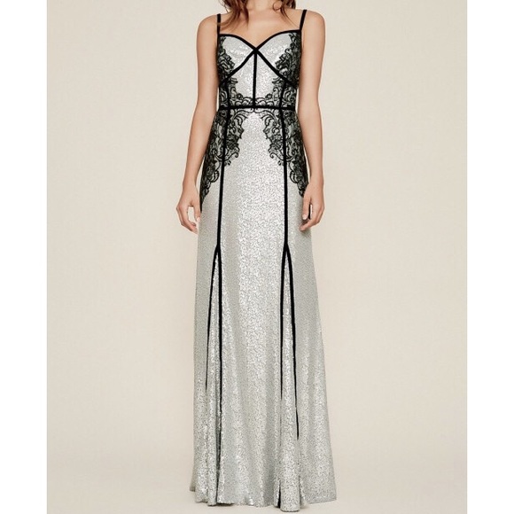 Tadashi Shoji Dresses & Skirts - Tadashi Shoji Janus Lace Sequin Gown Corset Silver